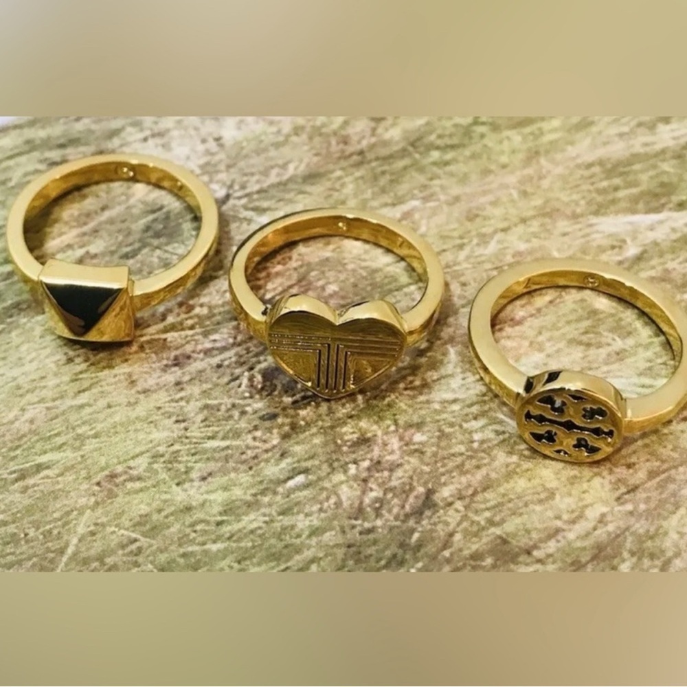 🆕 Authentic Tory Burch Stackable Gold Rings Band Ring Size 7 - Picture 5 of 8